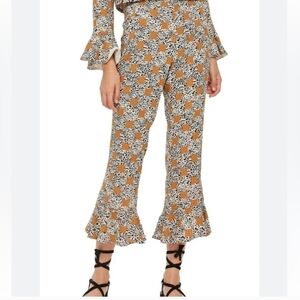 Topshop Orange and Black Patterned Flare Pants